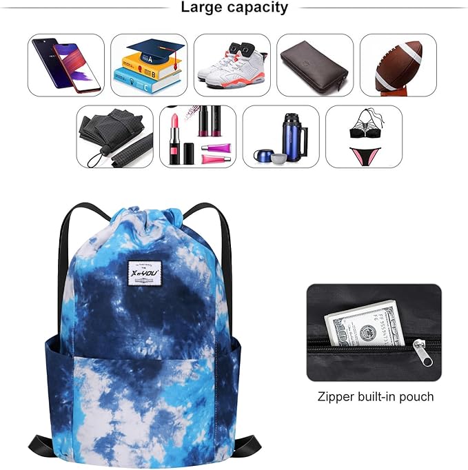 XEYOU Drawstring Sports Backpack Lightweight Gym Yoga Sackpack Shoulder Rucksack Casual Outdoor Daypack for Women and Men