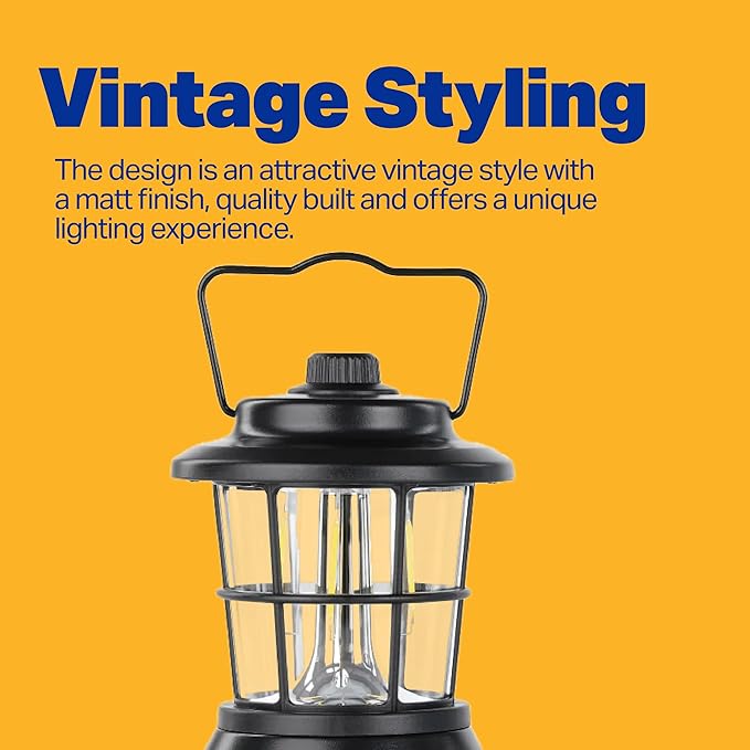 LUXPRO Retro LED Lantern - Battery-Powered Emergency Lantern - Water Resistant - Bright LED Lamp for Indoor & Outdoor Use - Use for Tents, Hiking or Hurricane Prep - 2 Pack, Black