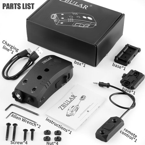 ZBULAR 2000 Lumen Mlok and Picatinny Mounted Tactical Flashlight Green Laser Infrared(IR) Laser 3 in 1 Combo, with Remote Pressure Switch for Rifle