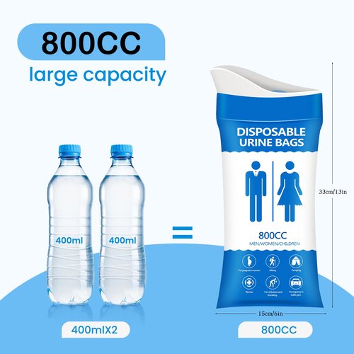 COZYPEPE Disposable Urine Bag for Emergency Use, 12PCS 800ML Unisex Urinal Bag, Travel Urine Bag, Portable Toilet Bag, Vomit Bag for Camping, Traffic Jams, Pregnant, Patients, Hiking and Kids