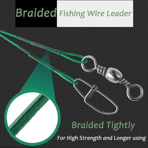 QISHUO Wire Stainless Fishing Leader Saltwater Freshwater Line Fishing Leaders Steel Snap Rigs Wire Leader Lure Black Nickel, #2, 30lb, 7.8in, 40pcs