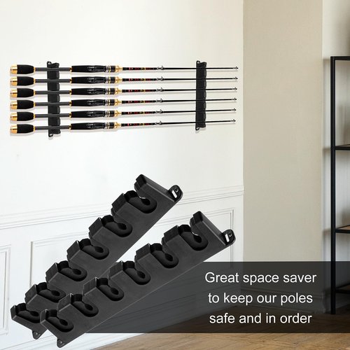 Lemecima 2 Pairs Fishing Rod Holders Horizontal Rod Rack, Fishing Pole Holders for Garage, Wall, Ceiling Rod Stand