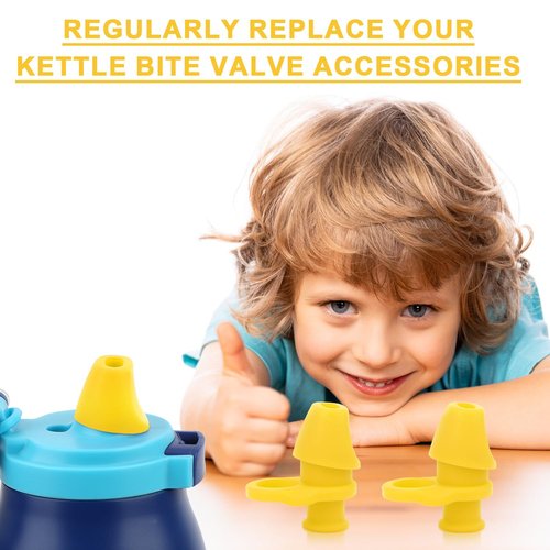 4pcs Bite Valve Replacement for Ello Emma 14oz Kids Water Bottle, Silicone No BPA Water Bottle Spout Replacement Compatible with Ello Kids Colby 12oz Water Bottle (Yellow)