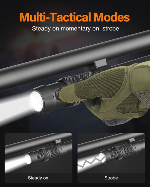 TOUGHSOUL Tactical Mag Tube Cap Flashlight 500 Lumen Max for Winchester 12 Gauge with Strobe Function, Replaceable Battery Included