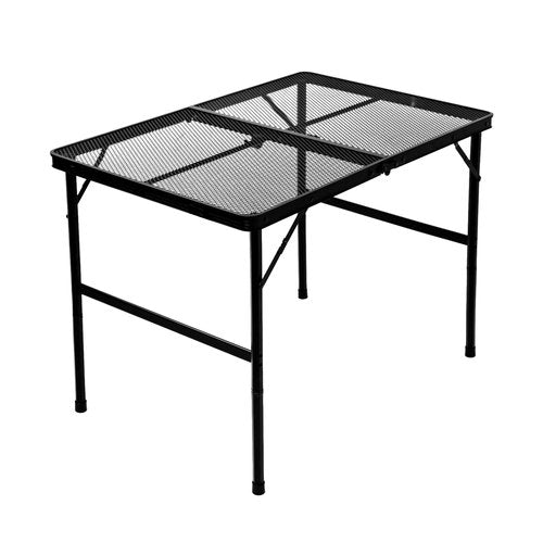 MOOTHLION Portable Camping Table with Wire Mesh Top for Outside, Height Adjustable Grill Table for Camping, Beach, Picnic and BBQ, Black