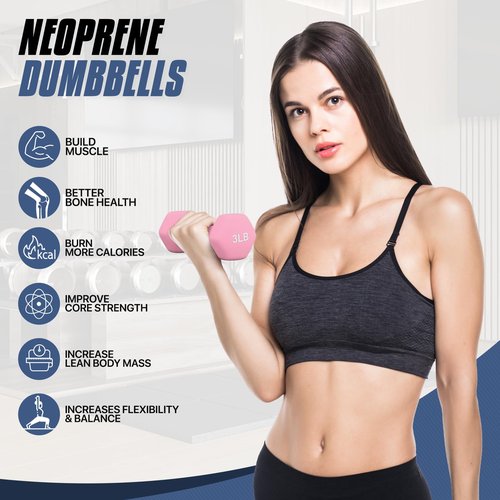MADOG Dumbbell Set, Anti-Slip Neoprene Coated Hexagon Hand Weights for Home Gym Equipment Workouts Strength Training