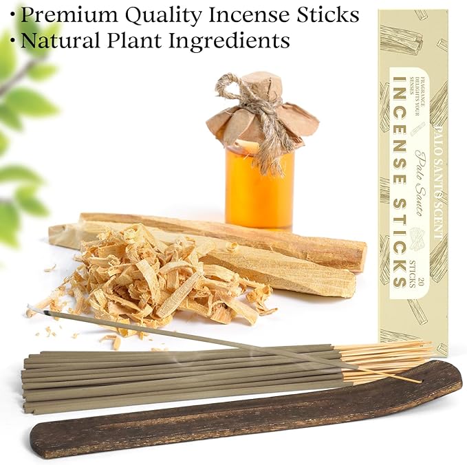 Incense Sticks, Incense 100 Sticks, Palo Santo Incense Sticks, Scented Incense with Wood Incense Stick Holder fot for Christmas, Church, Yoga, Wedding