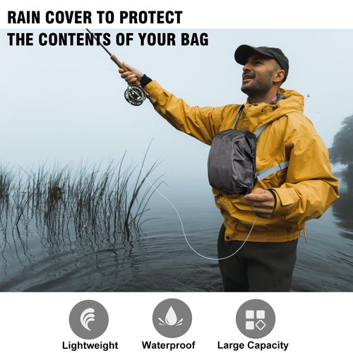 Qiullen Waterproof Fly Fishing Chest Pack with Hard Bottom Work Station, Holds Multiple Fly Boxes and Back Net Holder, Adjustable Tackle Backpack with Quick-Release