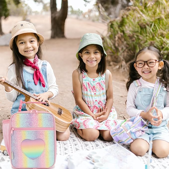 Lunch Box for Kids Boys Girls Men Women, Insulated Small Soft Cooler Lunch Bag Kit for School Work Picnic Travel - Reusable Portable lunchbox,Rainbow Heart