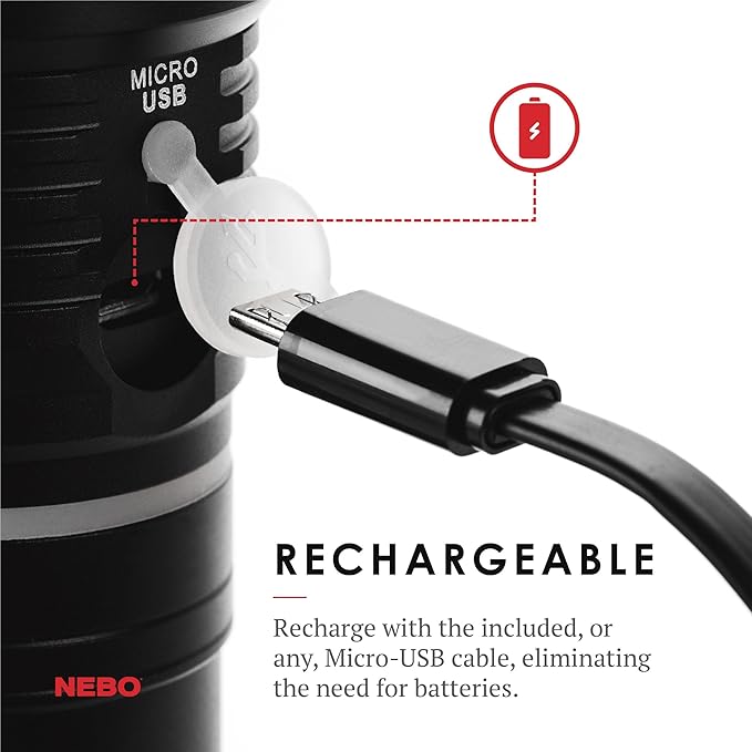 NEBO Slyde King Flashlight, Rechargeable LED Flashlight and Work Light, Bright, Durable, Everday Carry & Camping Flashlight with 4 Light Modes, C.O.B. Work Light and Magnetic Base