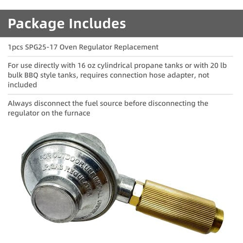 Memiuyelay Oven Regulator Replacement Fit for Camp Chef Deluxe Outdoor Camp Oven Parts Replace SPG25-17 Fit for PZOVEN Coven COVEND Covent Oven 2-Burner Stove Propane Regulator Connector/Adapter