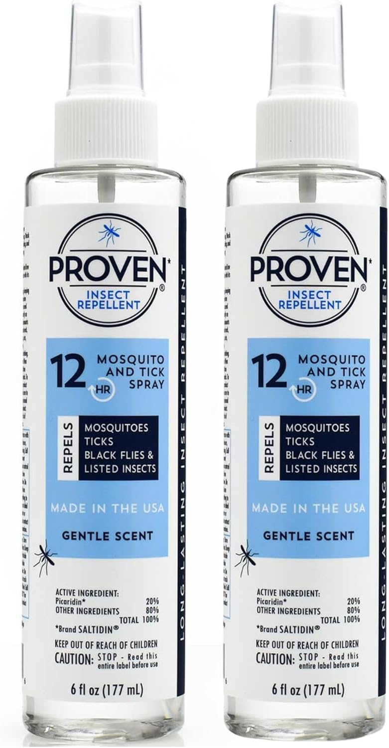 Proven Insect Repellent Spray, Keep Mosquitoes, Ticks and Flies Off, DEET Alternative Repellent, Up to 12-Hour Protection, Great for Camping or Hiking, 6 Ounce, Odorless Spray