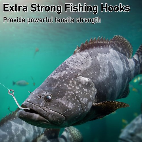 Dr.Fish 10 Pack Inline Single Hooks Welded Eyes Heavy Duty Saltwater Fishing Circle Hook Replacement for Hard Lures 3/0