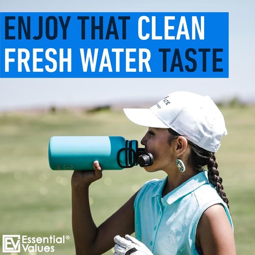 Essential Values Water Bottle Cleaner - Water Bottle Cleaning Tablets & Reservoir Bladder Cleaner Tabs (24 Tablets) - Tumbler Dispenser Hydration Pack Washer - Manufactured in USA