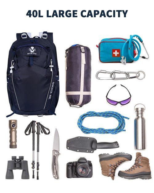 mokzer Hiking Backpack 40L Lightweight Waterproof Daypack for Men Women Outdoor Camping Mountaineering Trekking Travel Bag