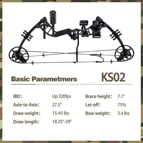Compound Bow for Youth, Teenagers and Beginners 15-45LBS Draw Weight, Limbs Made in US, Ready to Shoot, Bow and Arrow Set with All The Archery Accessories (Black, Full Accessories, Right Hand)