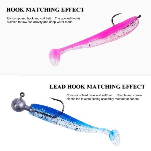 Soft Fishing Lures，90pcs Fishing Soft Plastic Lures and 5pcs Fishhook,Paddle Tail Swimbaits Soft Plastic Lures Kit for Bass Trout Walleye Crappie