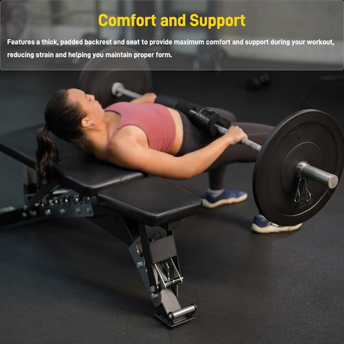 Heavy Duty Weight Bench for Full Body Workout, Multi-Position Adjustable Bench for Home Gym (Black/Gold)