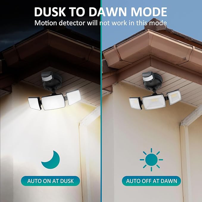 USTELLAR 55W LED Security Lights Motion Sensor Light with Remote Control, Outdoor LED Flood Lights Dusk to Dawn 5500LM 5000K, IP65 Waterproof, Exterior Floodlight for Garage, Yard, Eave - 2 Pack BLACK