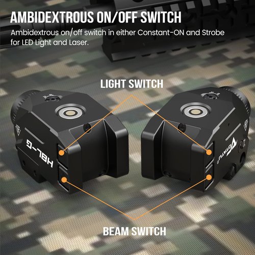 VOTATU 800 Lumens Flashight and IIIA Class Green Laser, H8L-G Tactical Light Laser Combo for Pistol,Handgun