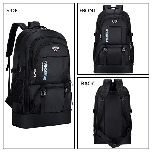 Wesoke 65L Hiking Backpack Black, Expandable Travel Hiking Daypacks, Waterproof Large Camping Backpack for Men Women, Foldable Lightweight Outdoor Sport Backpacking Backpack for Climbing Touringr