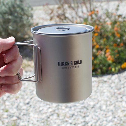 Hiker's Gold 750 ml Titanium Pot for Backpacking, Camping, Hiking