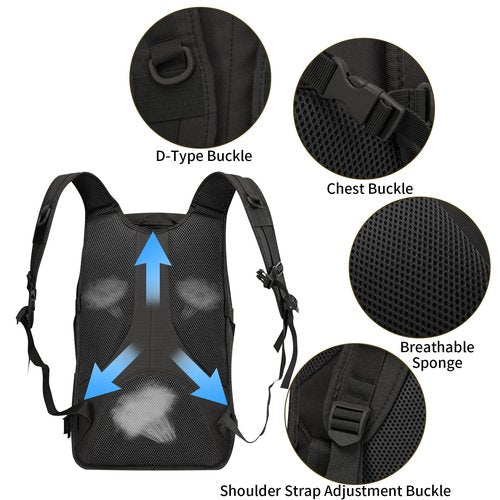 Wesoke 35L Military Tactical Backpack Black Large Army 3 Day Assault Pack Bag for Men, 35 Liter Molle Backpack Daypack for Man Women, Big Camping Backpack Hiking Rucksack for Outdoor Travel Climbing