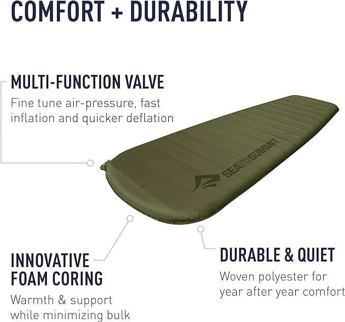 Sea to Summit Camp Plus Self-Inflating Foam Sleeping Mat for Camping, Tapered - Large (78 x 25 x 3 inches)