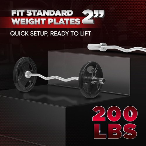 Yes4All Metal Olympic Barbell Curl Bar 200 lbs - Elevate Your Strength Training
