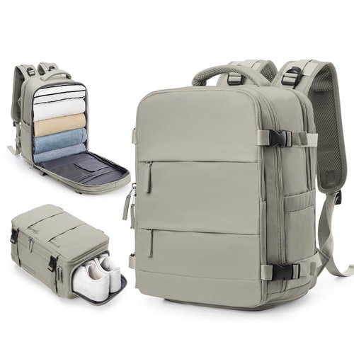wepadre Travel Backpack Carry on Flight Approved Carry on Backpack for Airplanes Personal Item Travel Bag 18x14x8 Inches Traveling Backpacks for Men Women Mochila de Viaje Greyish Brown