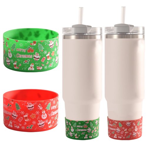 AUOCATTAIL 2Pcs Christmas Boot for Stanley Cup Accessories Red Green Silicone Boot Sleeve Hydro Flask Water Bottle 20-40oz and More Bottles Xmas Decor for Cup Merry Christmas Party Supplies