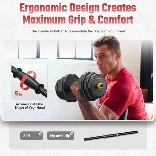 FEIERDUN Adjustable Dumbbells, 48lbs Free Weight Set with 4 Modes, Used as Barbell, Kettlebells, Push up Stand, Fitness Exercises for Home Gym Suitable Men/Women
