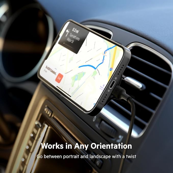 Belkin MagSafe-Compatible Magnetic Wireless Car Charger 10W - BoostCharge Pro Wireless Charger, Magnetic Car Vent Phone Mount for iPhone 16, iPhone 15, 14, & 13 Series - Black