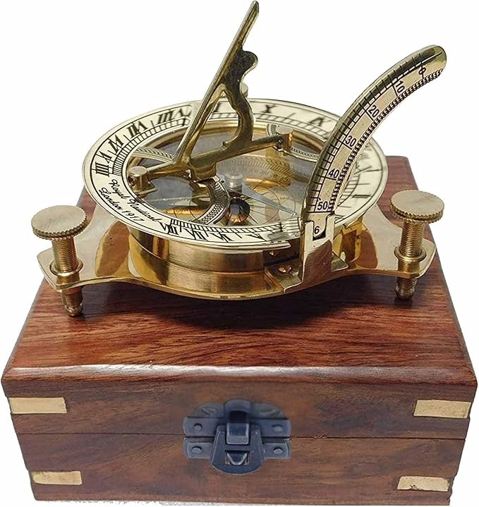 Smizzy Navigational Maritime Vintage Nautical Brass Compasses Fully Functional Titanic/Robert Frost Poem Compass/Sundial for Gift and Home Décor