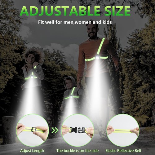 Running Lights for Runners - True 800 Lumen LED Chest Light, Night Running, Adjustable Beam, Yellow Reflective Gear, 4-8h USE TIME