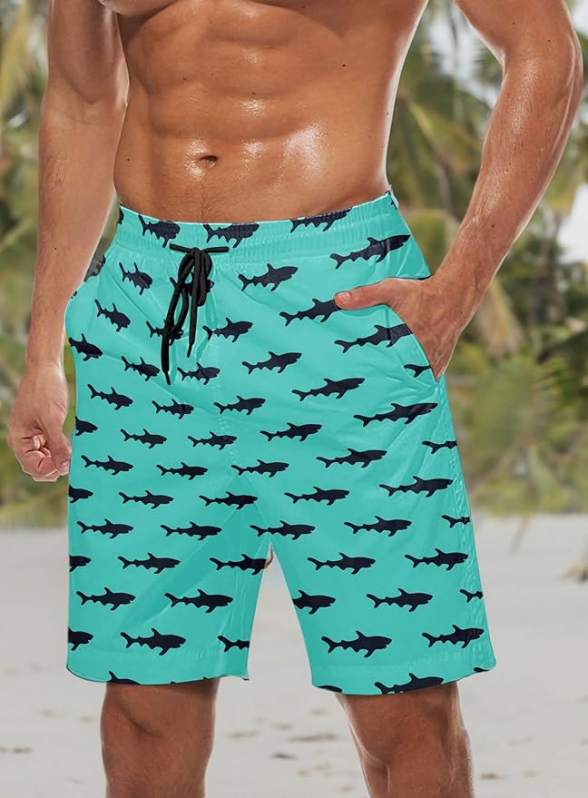 Mens Swim Trunks Quick Dry Board Shorts with Mesh Lining, Breathable Surf Beach Shorts Swimwear Bathing Suits