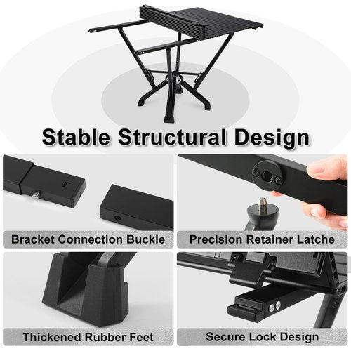 NJZ Folding Outdoor Camping Table, Aluminum Roll-Up Top and Carry Bag, 380 LBS Capacity, Lightweight Portable Tables for Picnic, BBQ and Tailgating.(Black)