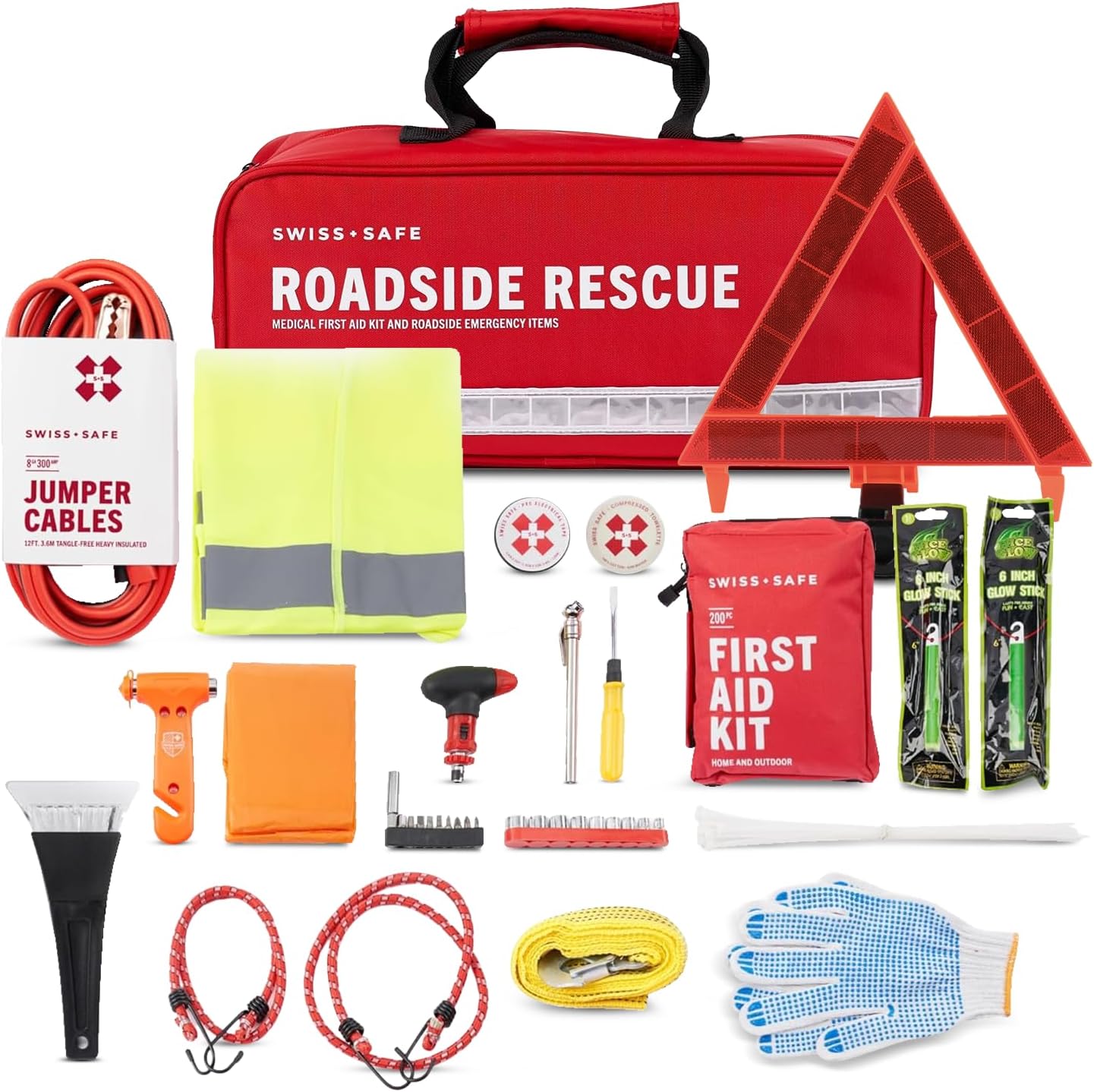 Swiss Safe 2-in-1 First Aid Kit for Car, Travel & Home, Businesses - Bonus Mini Kit for Medical Emergency Aid, Survival, Camping - 64 Piece, Travel FAK