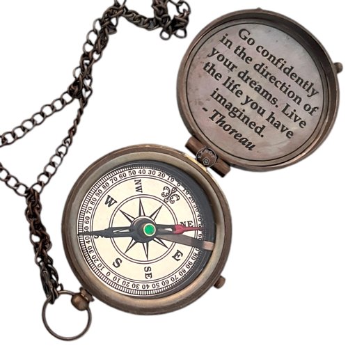 Engraved Inspirational Necklace - 'Go Confidently in The Direction of Your Dreams. Live The Life You Have Imagined.' - Meaningful Gift for Women and Men