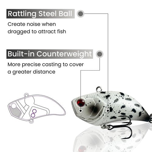 Pristis 3 pcs Lipless Crankbait for Bass Fishing, Mini Sinking Crank Bait with Vibrant Coating & Treble Hooks for Freshwater Saltwater, Minnow Rattle Trap Lure Set for Perch Trout Walleye, Red