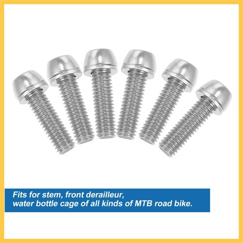 REPAIROCK 6 Pcs Bicycle Stem Screws for MTB Bike Bicycle Stem Durable M6x20mm Socket Head Cap Bolts Screws Nuts Steel Silver Tone Auto Replacement Parts