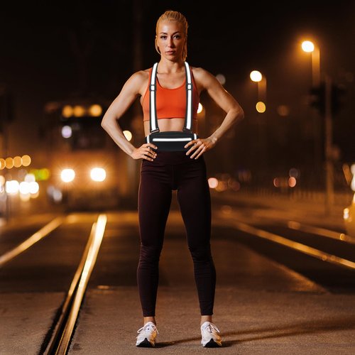 360° Reflective Running Belt & Vest | High Visibility Safety Gear with Adjustable Straps for Night Jogging, Walking, Cycling | Lightweight & Water Resistant Waist Pack