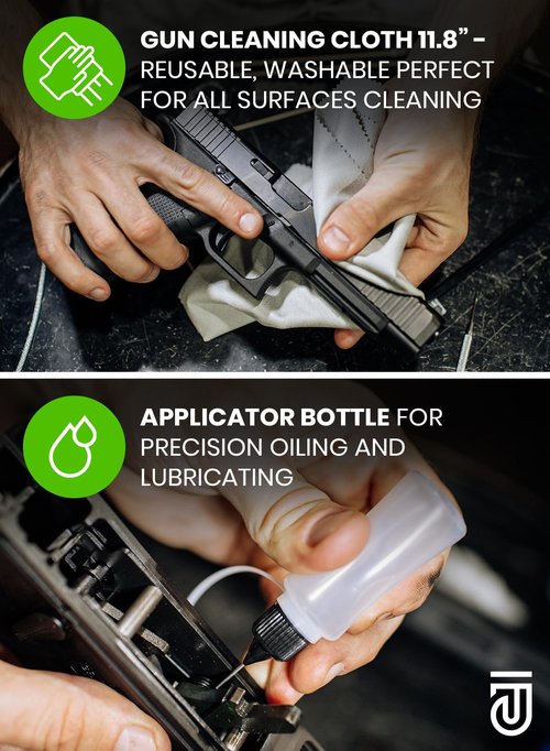 Gun Cleaning Supplies Kit 13 in 1 Universal Gun Cleaning Kit Incl. 1.69oz Clp Gun Cleaning Oil, Gun Cleaning Patches, 6-inch Gun Cleaning Swabs, Double Head Gun Cleaning Brush, Finishing Gun Cloth
