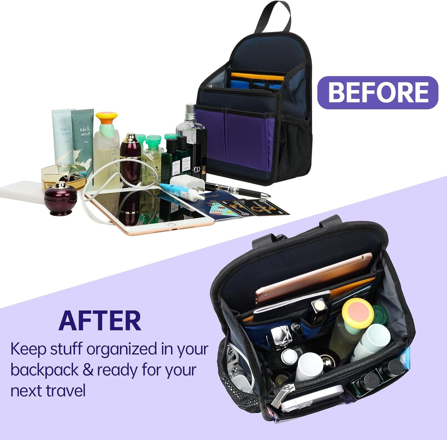 Small Backpack Organizer Insert for Casual and Fashion Backpack - S