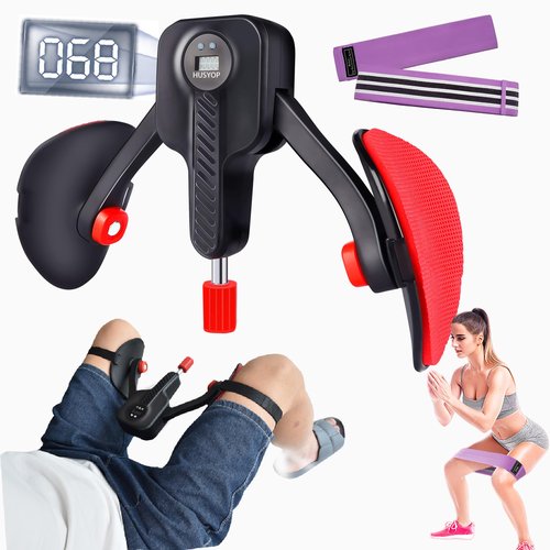 Husyop Thigh Trainer 0-110 lbs Adjustable Resistance, Pelvic Floor Exercise Devices with Leg Straps, Kegel Exerciser Inner Thigh Exerciser for Women Men (Black)
