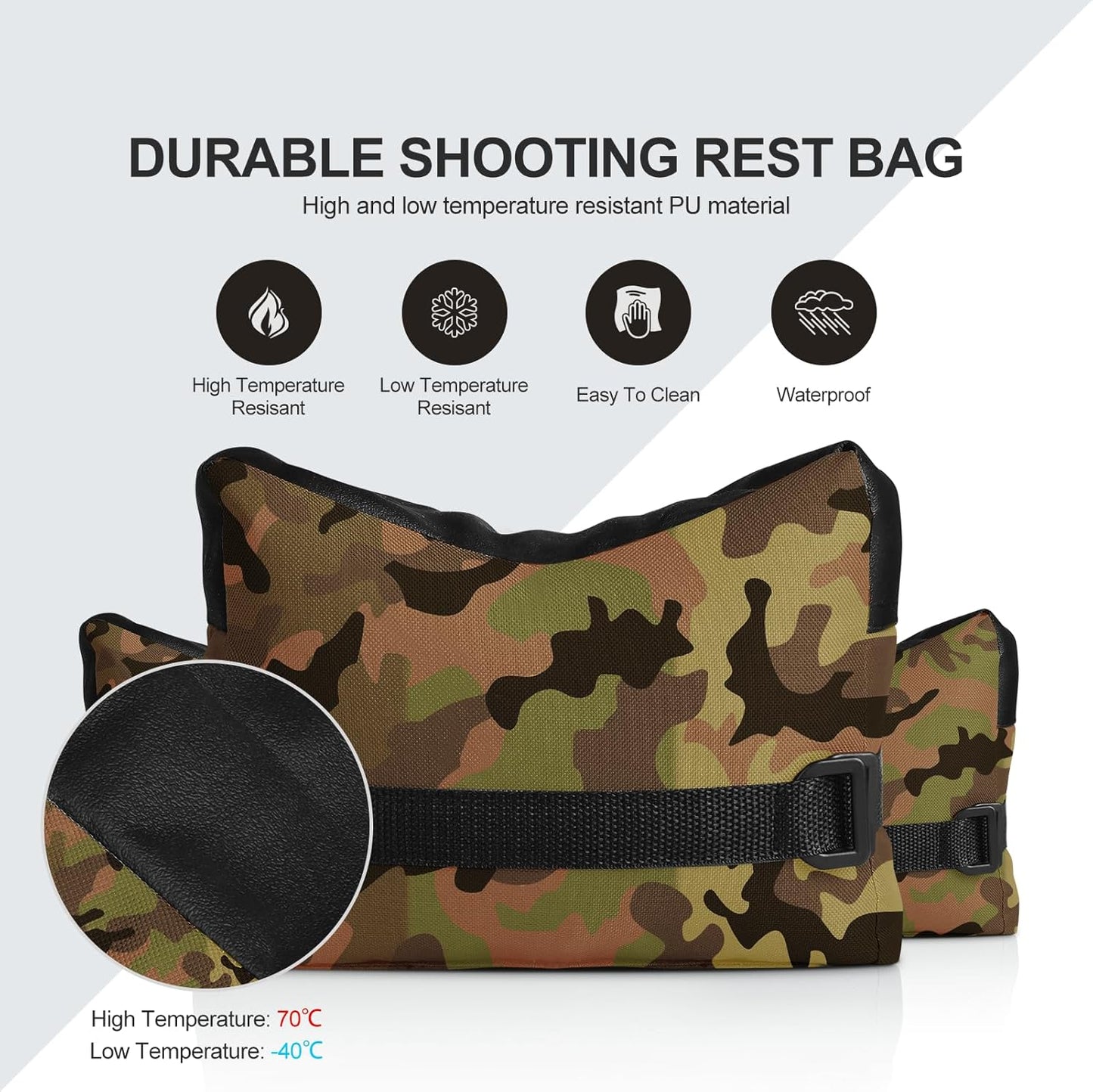 Twod Outdoor Shooting Rest Bags - Target Sports Bench Rest with Front & Rear Support SandBag Stand Holders for Gun Rifle Shooting Hunting Photography - Unfilled