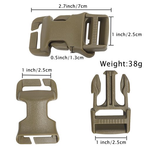 Qavctw 2x 1'' Buckle Quick Side Release Buckle for Tactical Vest Backpack Bag with 1in/2.5cm Webbing Straps
