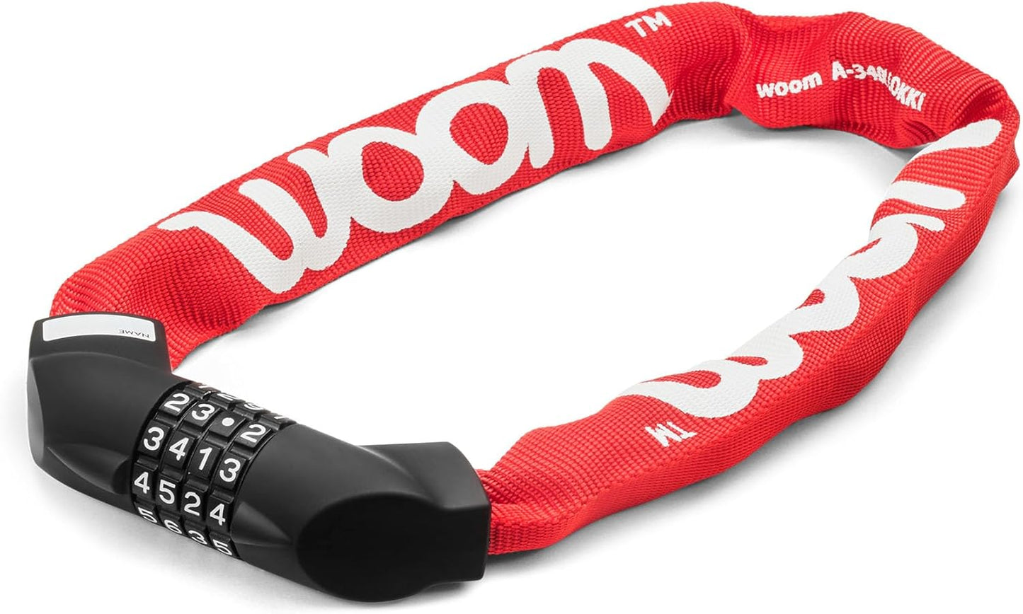 woom Lokki Bike Lock, Combination Children’s Bicycle Cable Lock, Hardened Steel Chain Safety Lock (24” Chain)