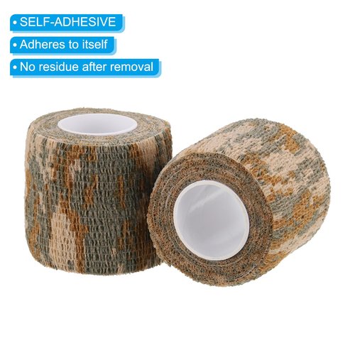 PATIKIL 2in x 14.76ft Camo Tape Wrap, 4 Rolls of Self-Adhesive Camouflage Tape for Hunting Climbing Outdoor Camera Flashlight, Dune