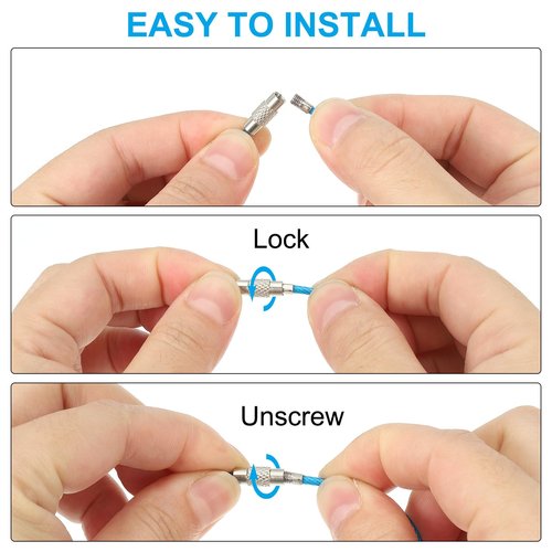 PATIKIL 5.9 Inch Length Wire Keychain Cable, 5 Pack Stainless Steel Key Ring Loop, Pink